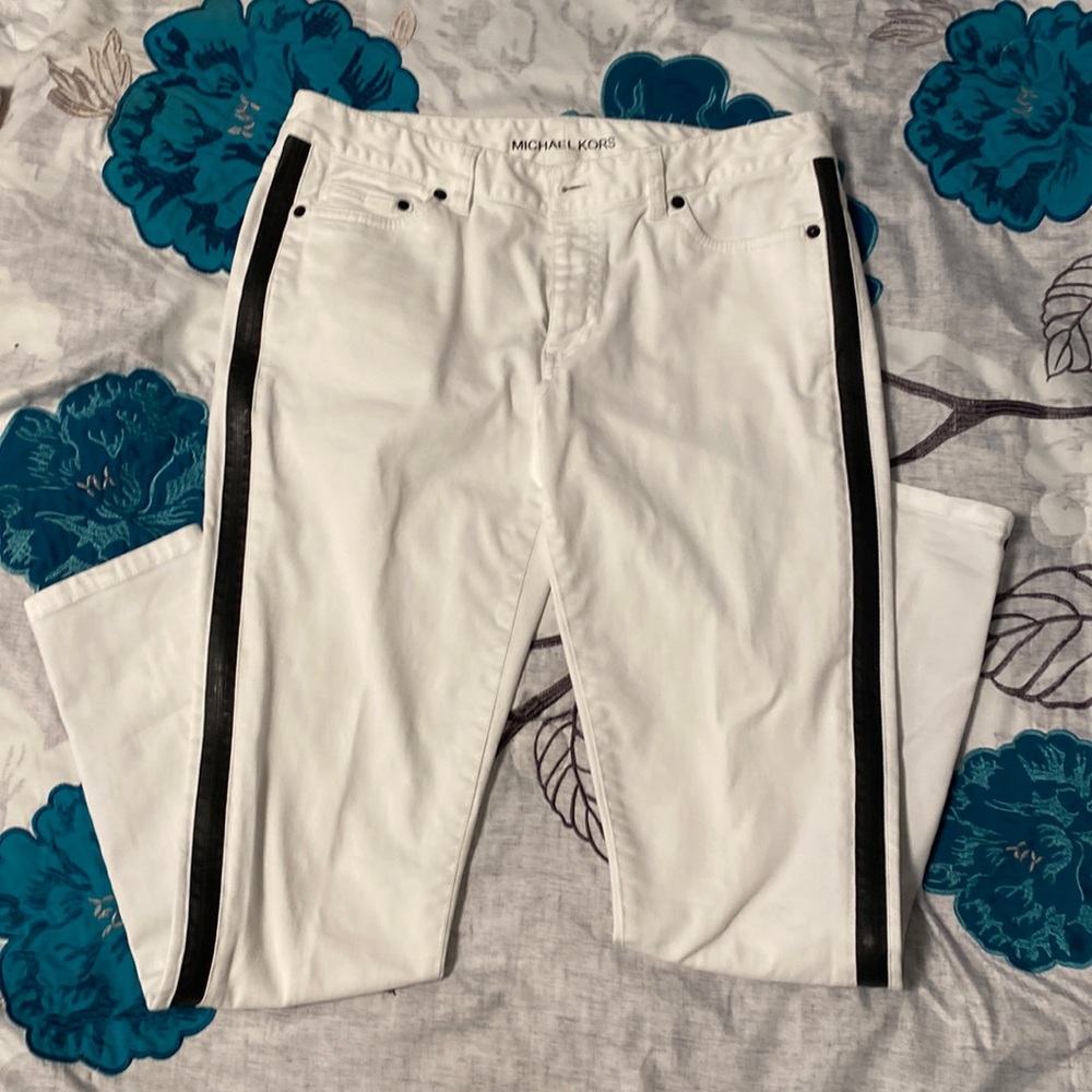 Michael Kors White Skinny Jeans Side Zipper Low Rise